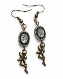 Antique Bronze Fairy Dangle Earrings