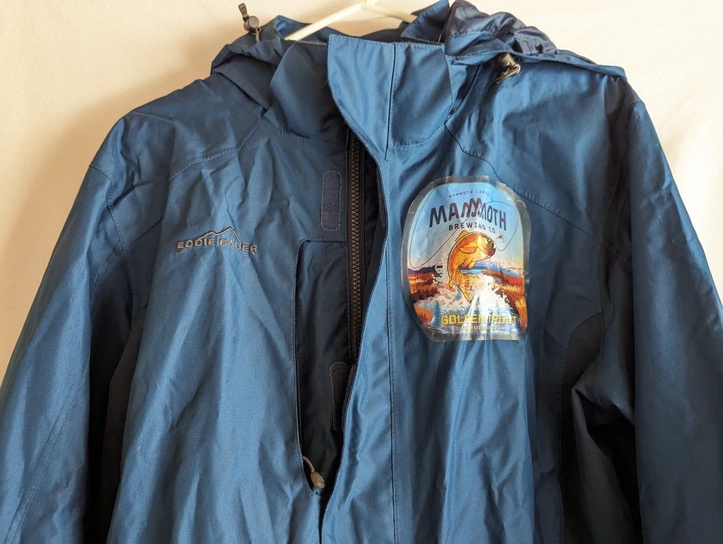 Men's L/xl Rain Shell Jacket Hooded Eddie Bauer Weather Edge Ultralight Waterproof REI Marmot Columbia North Face Patagonia Camping Hiking Backpacking
