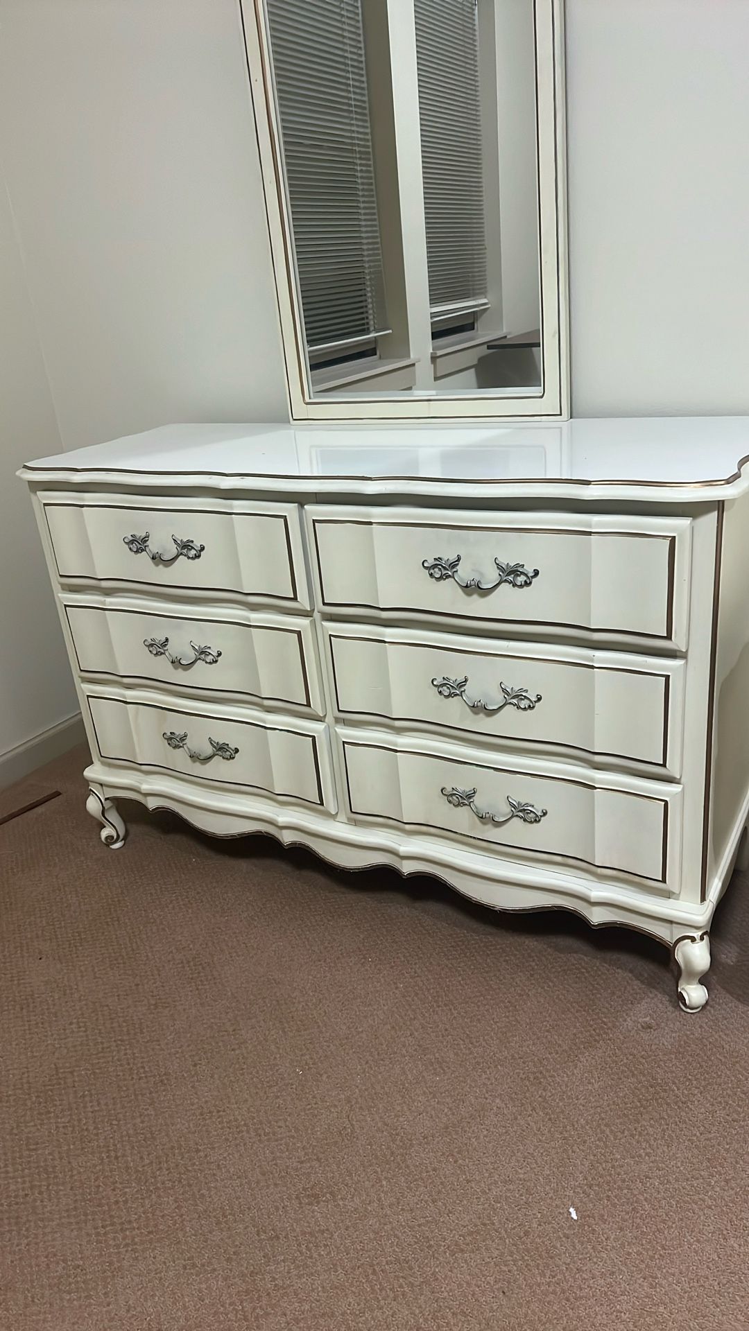 Antique Dresser W Mirror And Nightstand 