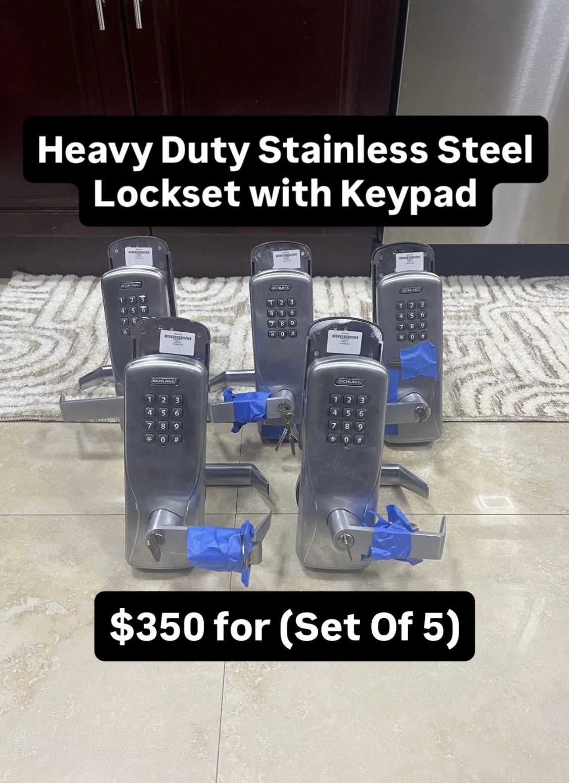 Heavy Duty Stainless Steel Lockset With Keypad (Set Of 5) Pickup Today!!!