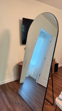 Oversized Arched Full Length Floor Mirror – Black