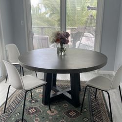 Round Concrete/Wood Dining Table 