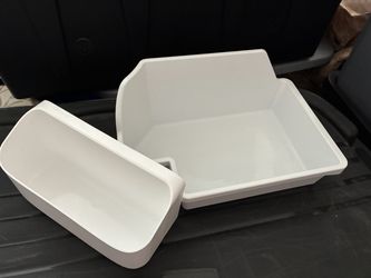 White Plastic Refrigerator Door Bins Set of 2