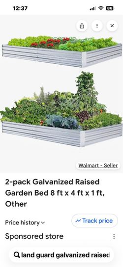 2-pack Galvanized Raised Garden Bed 8 ft x 4 ft x 1 ft