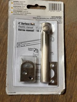 Defender Security U-10306 Surface Bolt 4 Inch Satin Nickel    Fe6)