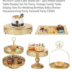 5 Pc Gold Cake Stand Set  ( New)