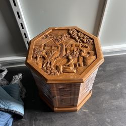 Carved Mid Century Modern Side Table