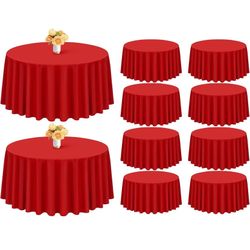10 Pack Red Round Tablecloth 90 Inch Polyester Round Table Cloth Red Tablecloths for Round Tables Washable Decorative Fabric Table Covers for Wedding
