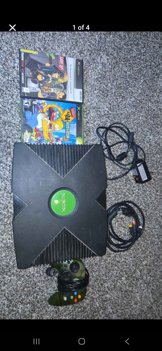 Original Xbox With Controller, Cables, And Games.