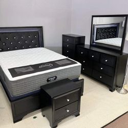 MICAH BLACK LED PANEL BEDROOM SET