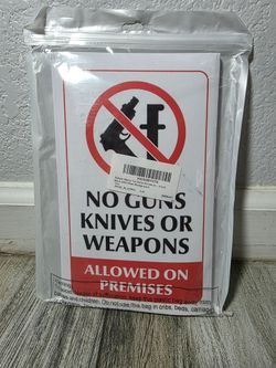 Sabary 30 Pcs No Guns Knives Weapons Decal, 5" X 8" Inside Glass Sign | Front Adhesive for Inside Glass, Polyester, Red Black Symbol, Clear Background