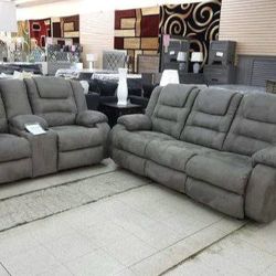 McCade Cobblestone Reclining Living Room Set Sofa And Loveseat /Brand New Ashley Couch 