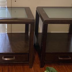Two Large End Tables Nightstands. 