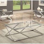 Glass Chrome Coffee Table set 