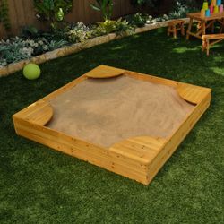 NEW KidKraft Wooden Backyard Sandbox w/ Cover – Unopened Box
