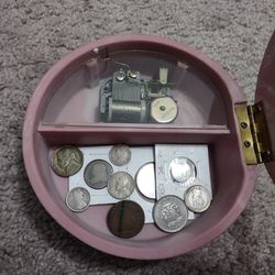 Antique Rare Silver Copper rare coins Beautiful music Box