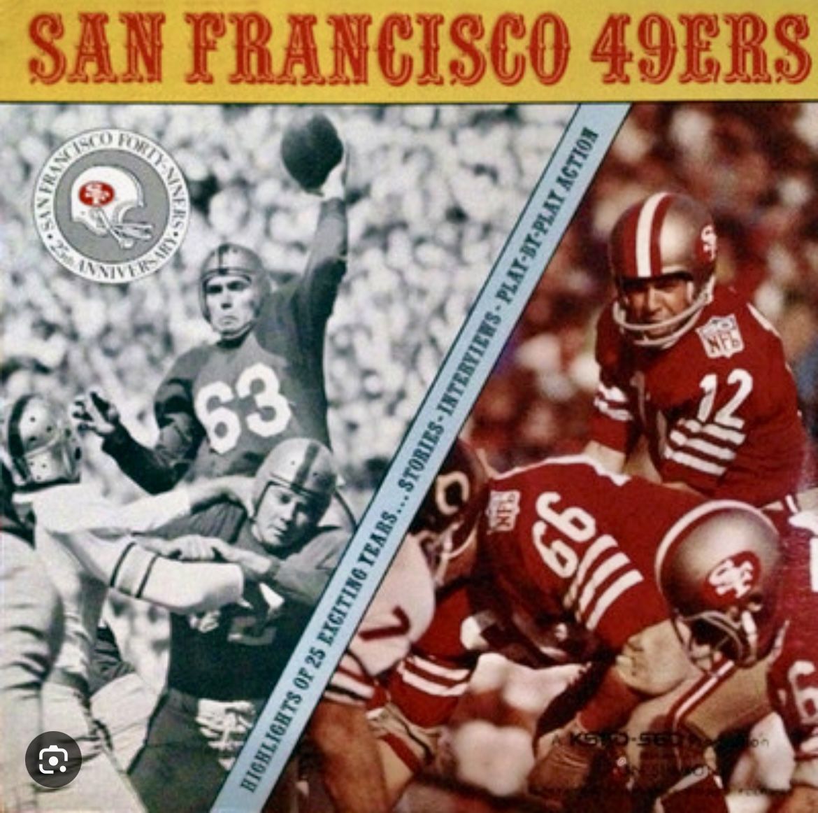 1970 San Francisco 49er's 25th Anniversary 33 RPM LP RECORD