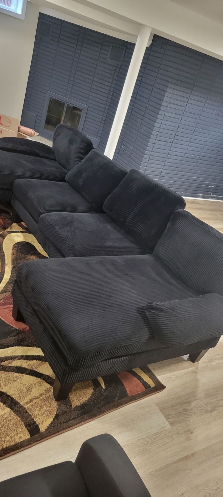 Black Corduroy Sectional Sofa