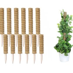12 Pcs Moss Pole Plant Climbing Pole Coir Moss Poles Support Indoor to Grow Upwards for Plants Monstera Stake, Creepers, 15.7 Inch and 12 Inch 