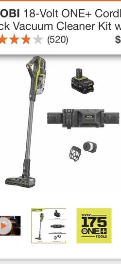 RYOBI CORDLESS STICK VACUUM WITH BATTERY AND CHARGER BRAND NEW