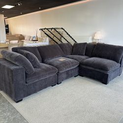 NEW Modular Cloud Sofa Sectional With Ottoman Chaise in Chocolate Brown — FREE Delivery