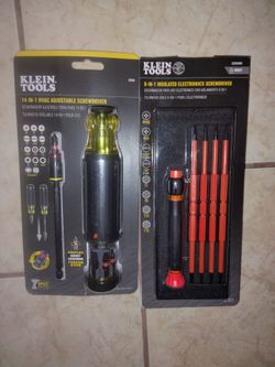 Klein Tools isolated screwdriver and 14 in 1 screwdriver