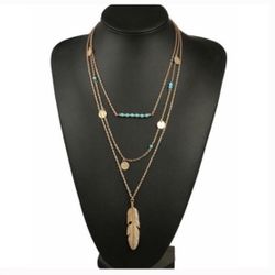 Turquoise Beads, Coins, And Feather 