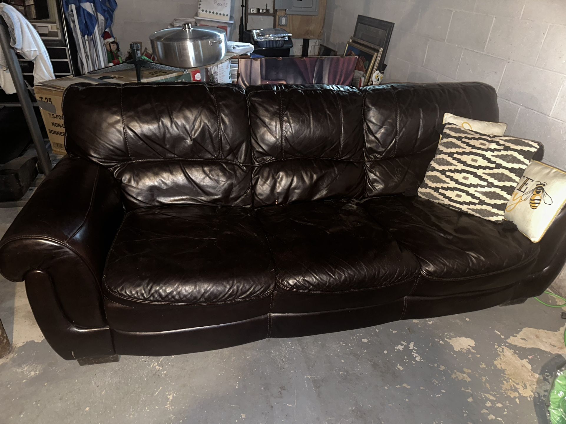 Black Leather Couch And Chair Set