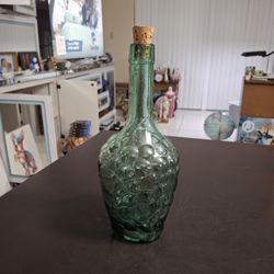 Beautiful Decanter With Awesome Raised Grape Design - Cottage Styling 10"H X 4"W 