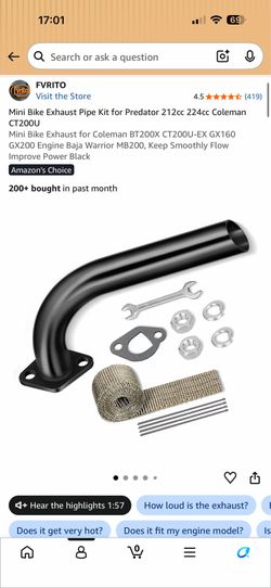 Mini bike exhaust