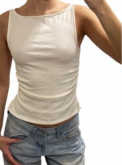Cream Sleeveless Fitted Tank Top