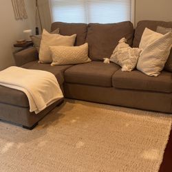 Taupe Couch With ottoman 
