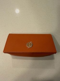 Tory Burch Orange Eyeglasses Case with Gold Logo