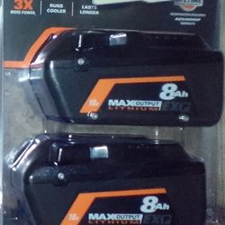 Rigid Max Output Ex 8ah 2 Pack Of Batteries 18v