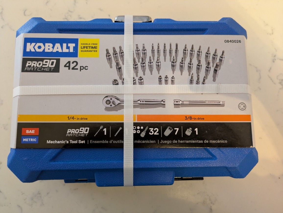 42 pc Kobalt Pro90 3/8" Drive Flathead/Hex/Phillips/Torx Bit Driver Socket Mechanics Set
