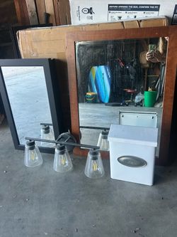 Two bathroom mirror, light and mailbox