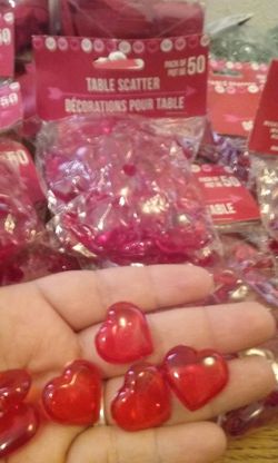Red decorative beads hearts shaped