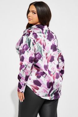 Women FashionNova Violet Satin Shirt - Purple Size 3XL