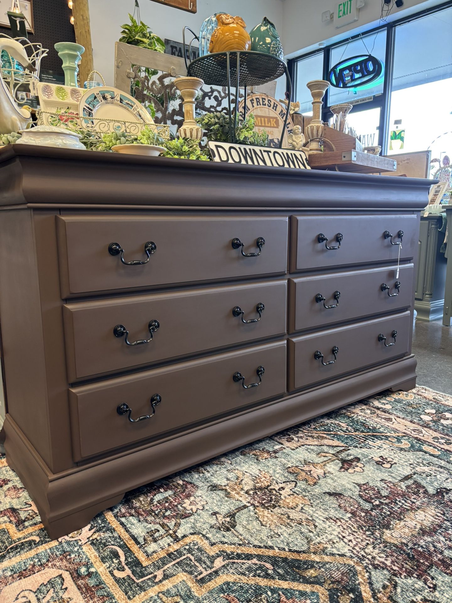 Newly Refinished Brown 6 Drawer Dresser