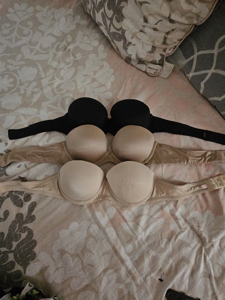 Bra's 32A Pink And Victoria Secret Strapless
