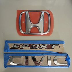 HONDA CIVIC 2022-2024 Chrome GLOSSY LOGO EMBLEM, SPORT, CIVIC BADGE FOR REAR SET