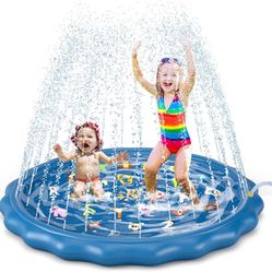 Jasonwell Splash Pad Sprinkler for Kids 60" Splash Play Mat Outdoor Water Toys Inflatable Splash Pad Baby Toddler Pool Boys Girls Children Outside Bac