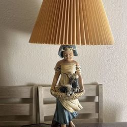Classic Americans Lamp Heavy Base Lamp Girl with Puppy RARE Victorian Style