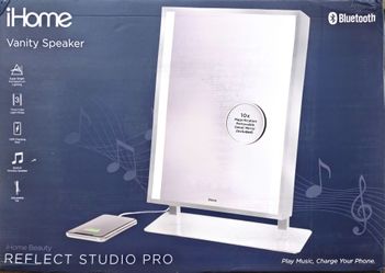 iHome Reflect Studio Pro Dimmable LED Lighted Bluetooth Vanity Mirror model icvbt100