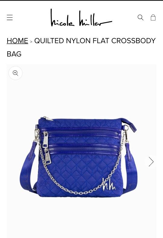 NWT BLUE QUILTED NYLON FLAT CROSSBODY BAG WITH REMOVABLE STRAP