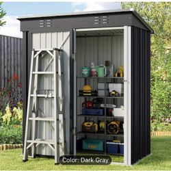 New 3x5ft Metal Storage Shed—-dark Grey