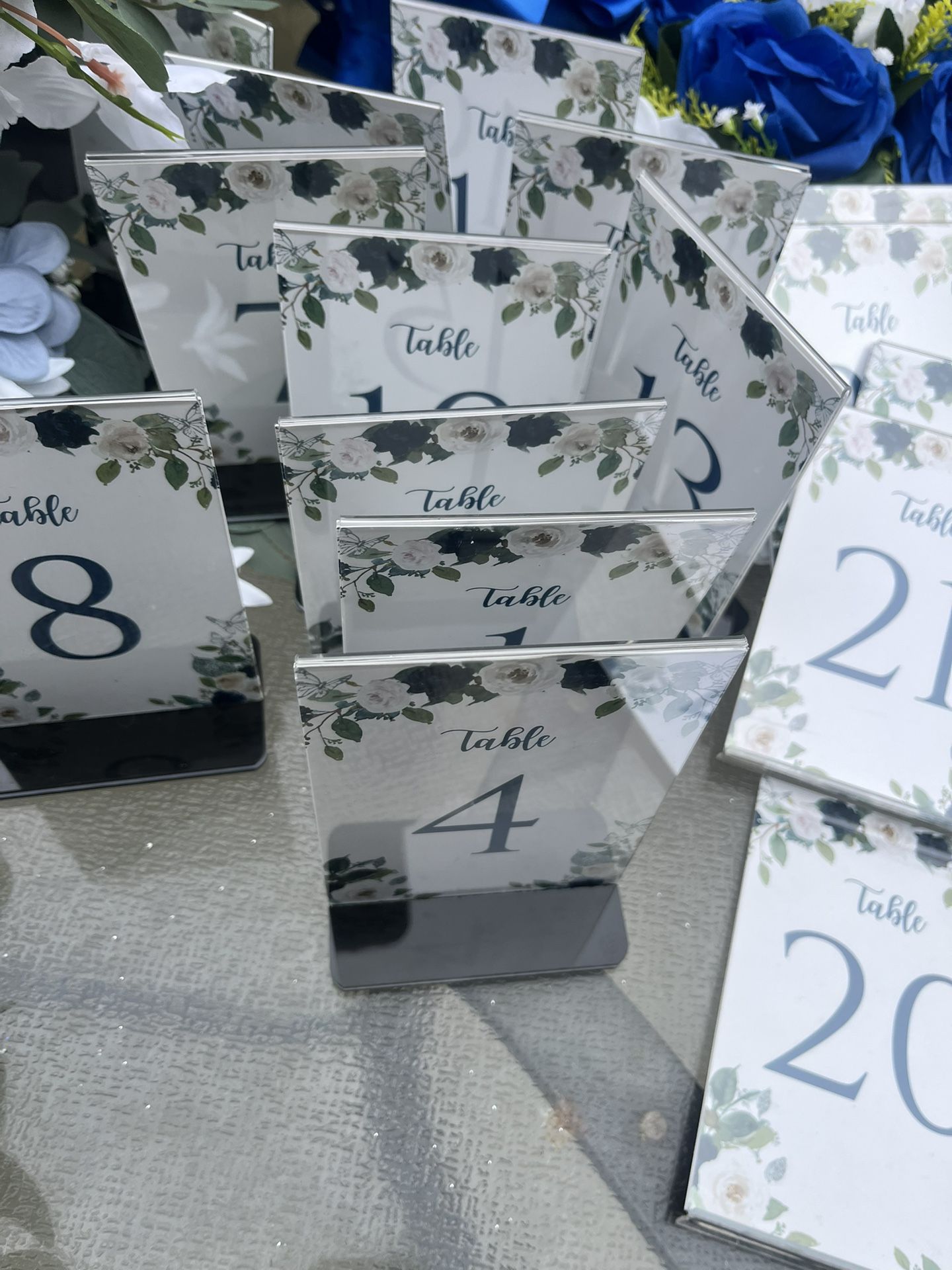 Blue Table numbers