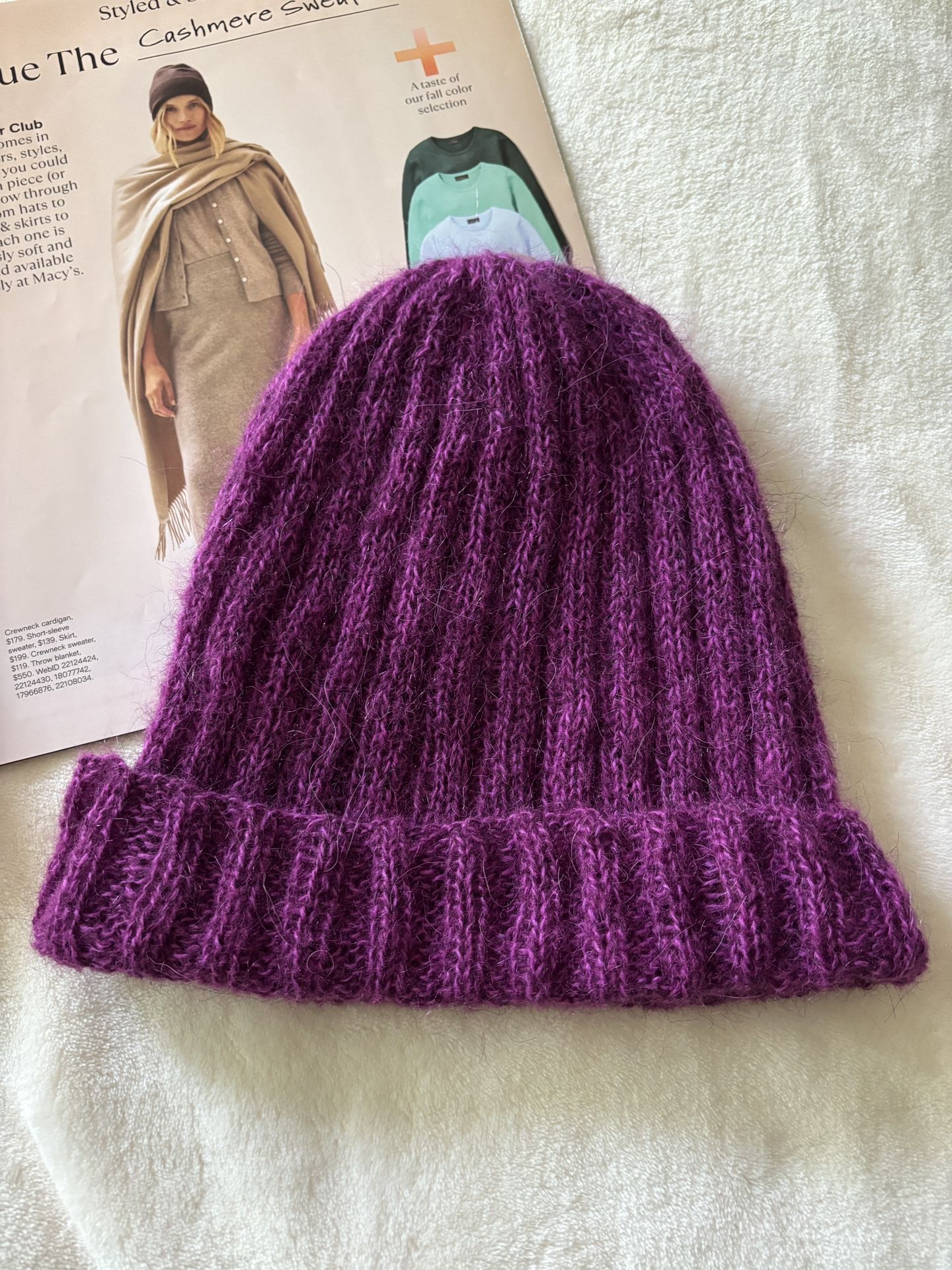 Hand made Purple Knit Beanie