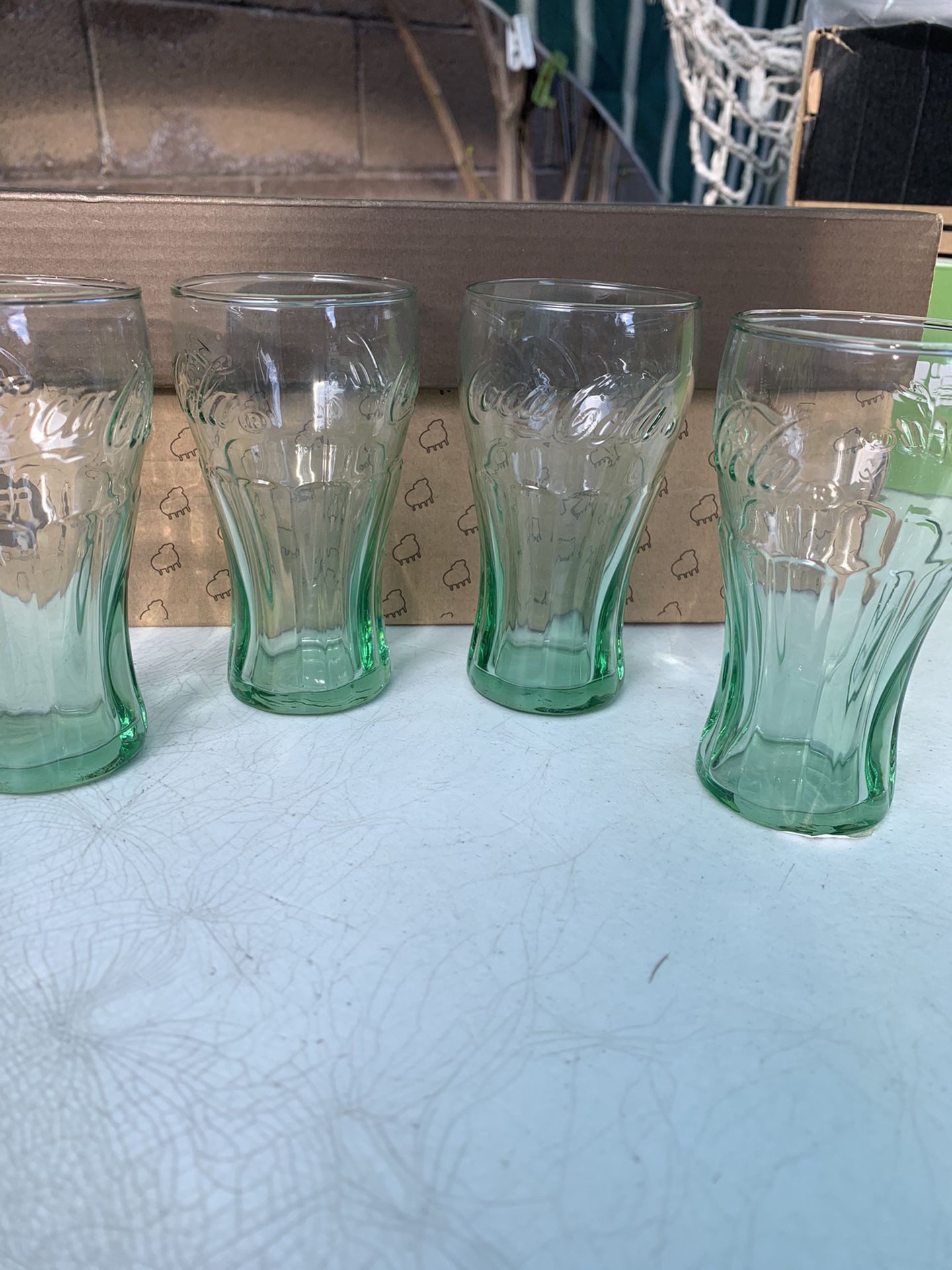 Coke   Cola  Glass  Cups  Set  Of 4  