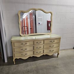 Drexel French Provincial Dresser with Matching Mirror 